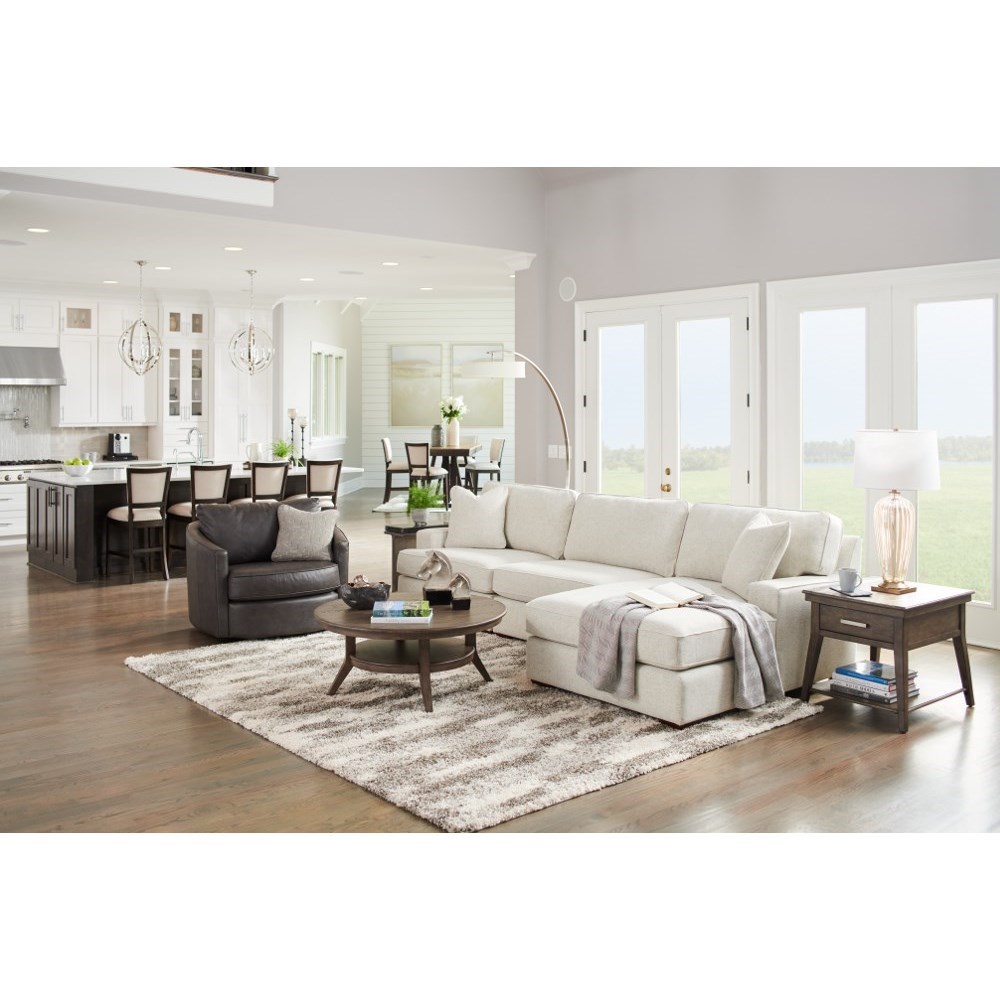 LaZBoy Paxton 3Seat Chaise Sectional with Wide Chaise and Comfort